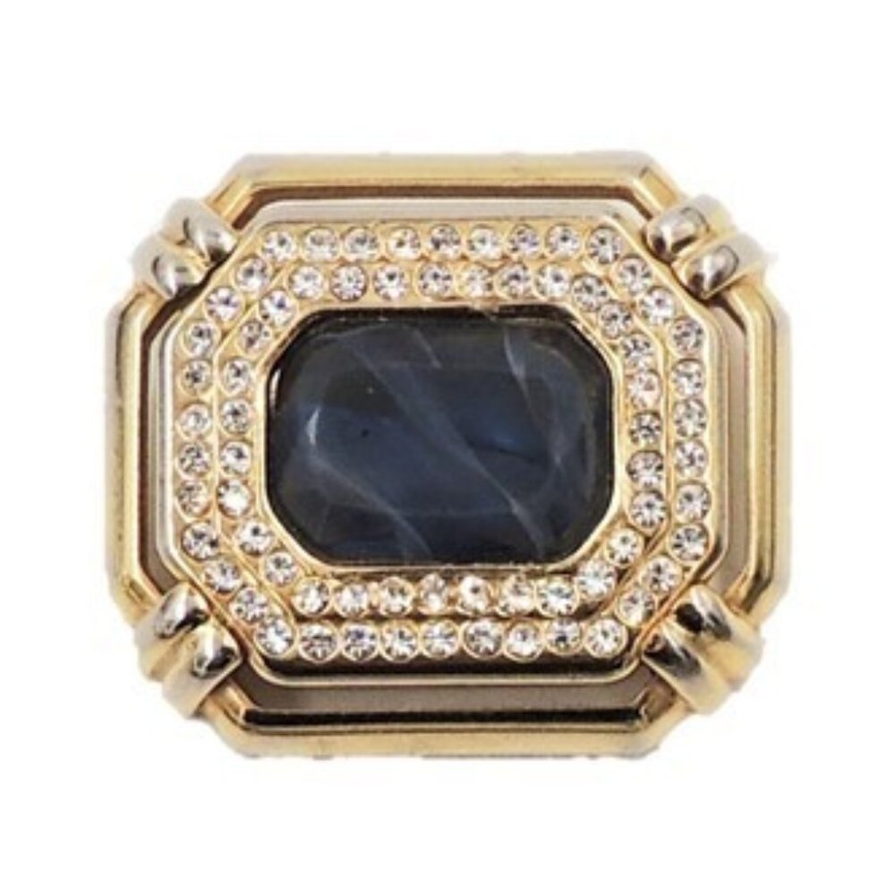 Vintage Signed Bijoux Cascio Italy Flawed Faux-Sapphire Brooch
